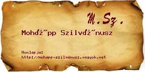 Mohápp Szilvánusz névjegykártya